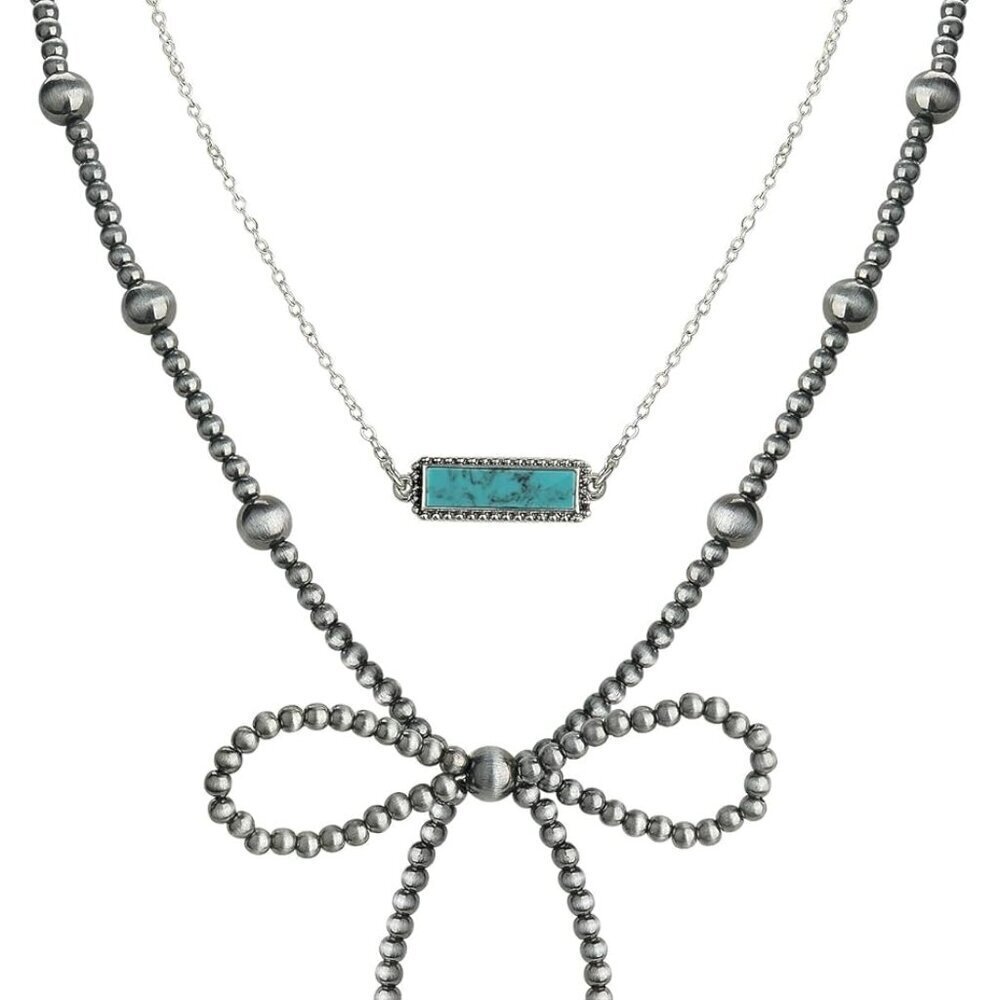 Western Navajo Pearl Bow Necklace Turquoise Casual Jewelry for Women